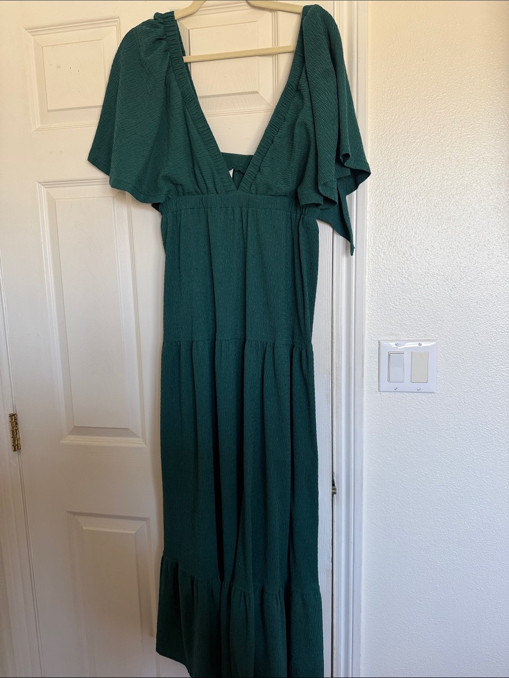 Deep Teal V-Neck Tiered Maxi Dress - Women